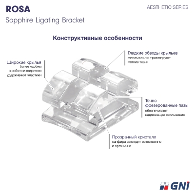 Брекет сапфировый лигатурный Rosa MBT 022 #44H