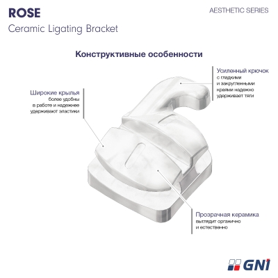 Брекет керамический лигатурный Rose MBT 022 #35H